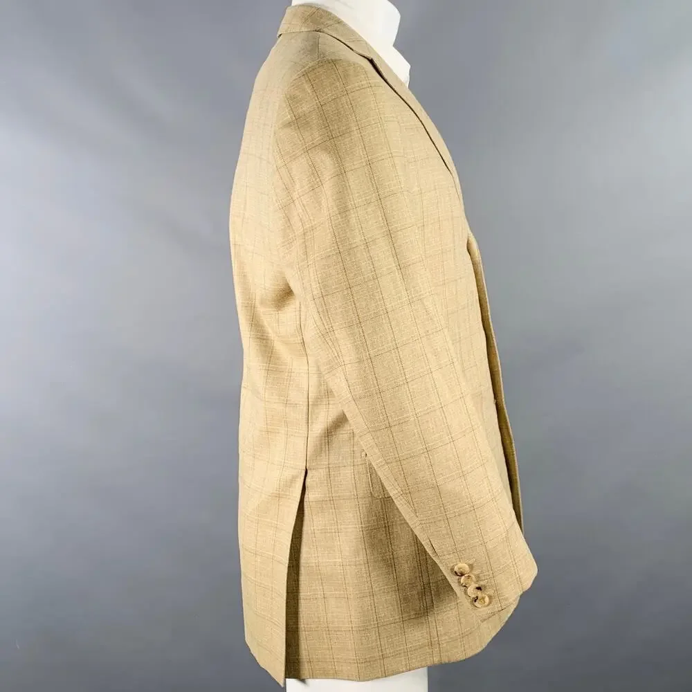 PAL ZILERI Size 38 Regular Beige Grey Brown Window Pane Sport Coat
